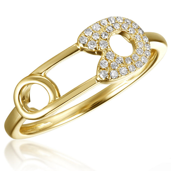 14K GOLD DIAMOND NINA SAFETY PIN RING