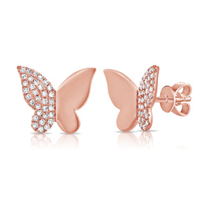 14K GOLD DIAMOND LARGE ROSALIE BUTTERFLY STUDS