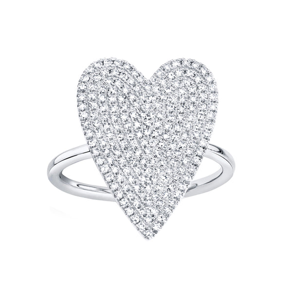 14K GOLD DIAMOND LARGE JANINE HEART RING