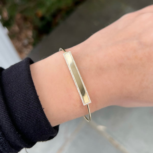 14K GOLD DIAMOND ID CAROL BANGLE