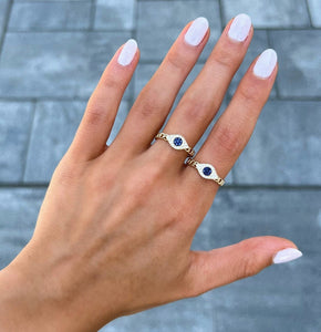 14K GOLD DIAMOND SAPPHIRE ELSA EYE RING