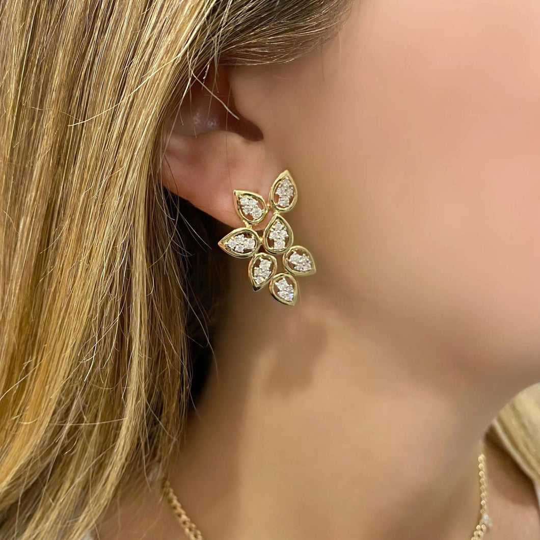 14K GOLD DIAMOND LAUREL EARRINGS