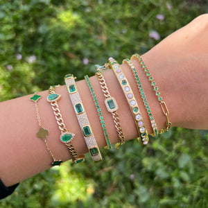 14K GOLD DIAMOND EMERALD DEANNA BANGLE
