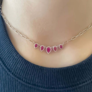 14K GOLD DIAMOND AND RUBY DARA NECKLACE