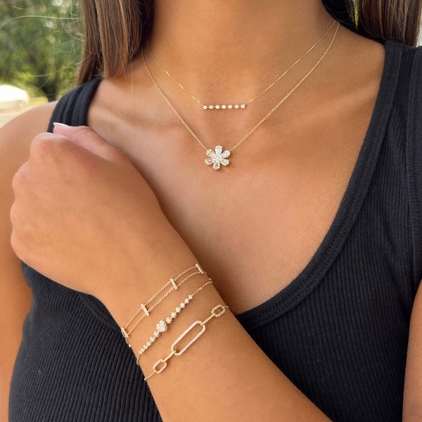 14K GOLD DIAMOND MINI LADDER BRACELET