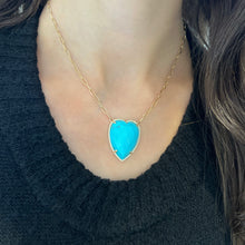 14K GOLD DIAMOND TURQUOISE HAYDEN HEART NECKLACE