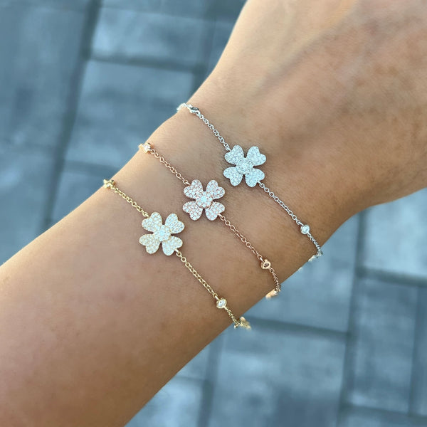 14K GOLD DIAMOND TORI FLOWER BRACELET