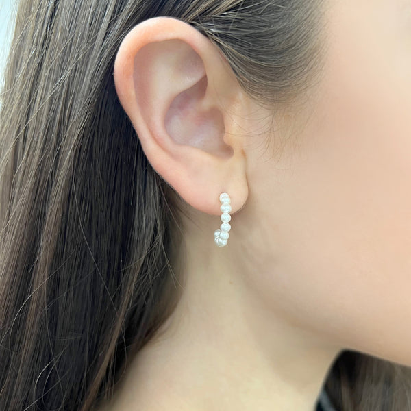 14K GOLD PEARL SMALL JACKIE HOOPS