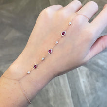 14K GOLD DIAMOND AND RUBY HAND CHAIN