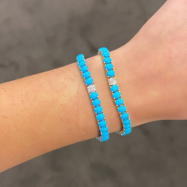 14K GOLD DIAMOND TURQUOISE LARGE DEBBIE BRACELET