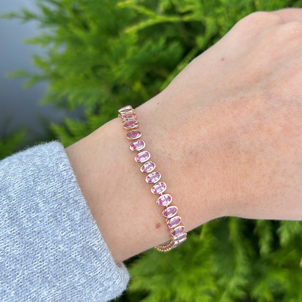 14K GOLD PINK SAPPHIRE MEDIUM SHOSHANNA TENNIS BRACELET