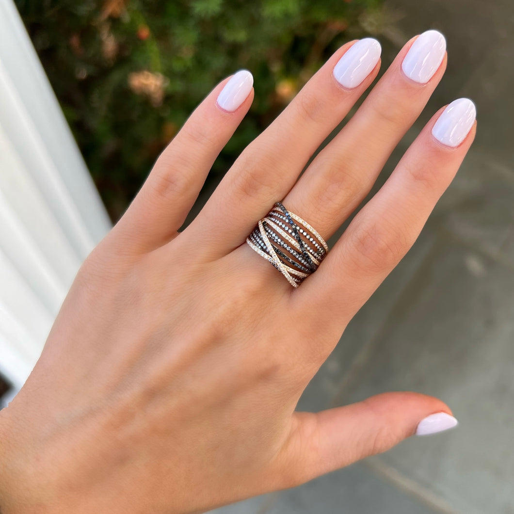 Crossover Ring Pandora Big Rings Pandora Sparkling Triple Band