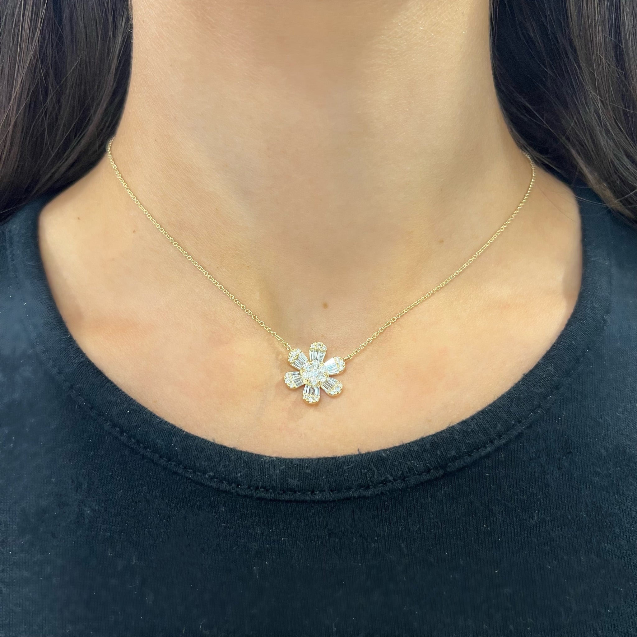 14K GOLD DIAMOND LEAH FLOWER NECKLACE – Jen K Online