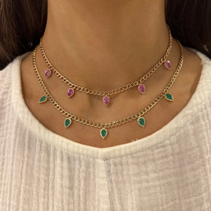 14K GOLD DIAMOND PINK SAPPHIRE LENI NECKLACE