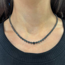 14K BLACK GOLD BLACK DIAMOND 12.67 CT GRADUATED TENNIS NECKLACE