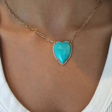 14K GOLD DIAMOND TURQUOISE HAYDEN HEART NECKLACE