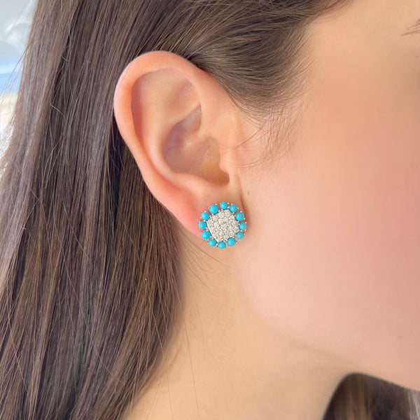 14K GOLD DIAMOND TURQUOISE MARISSA STUDS