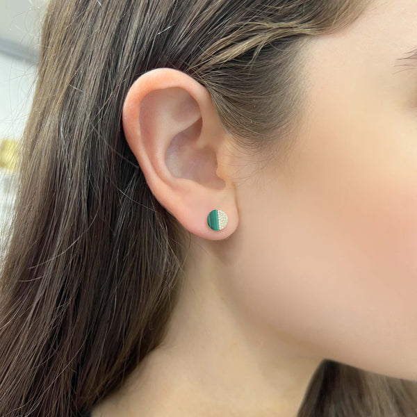 14K GOLD DIAMOND MALACHITE PERRY STUDS