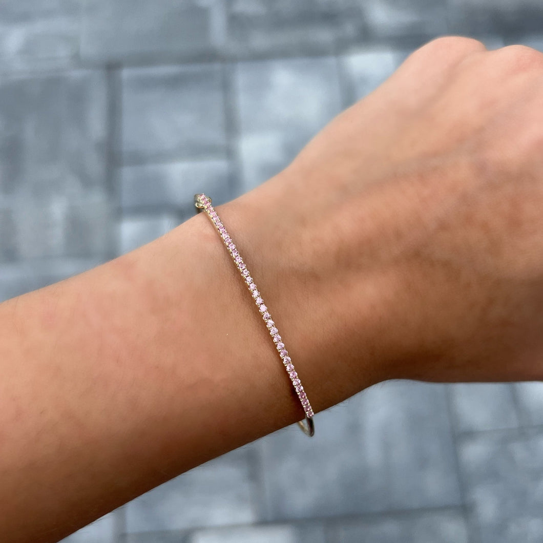 14K GOLD PINK SAPPHIRE RACHEL BANGLE