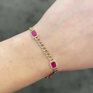 14K GOLD DIAMOND AND RUBY KOURTNEY BRACELET