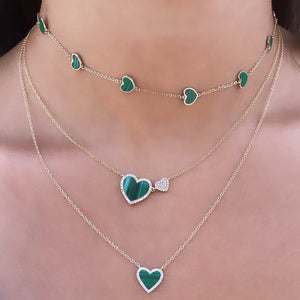 14K GOLD MALACHITE MEGAN HEART NECKLACE