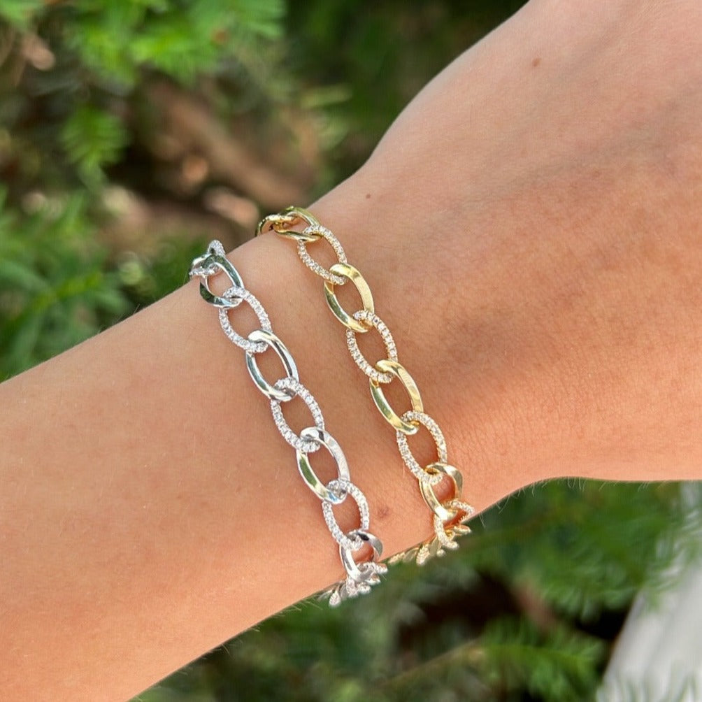 14K GOLD DIAMOND LOCK AND KEY BRACELET – Jen K Online