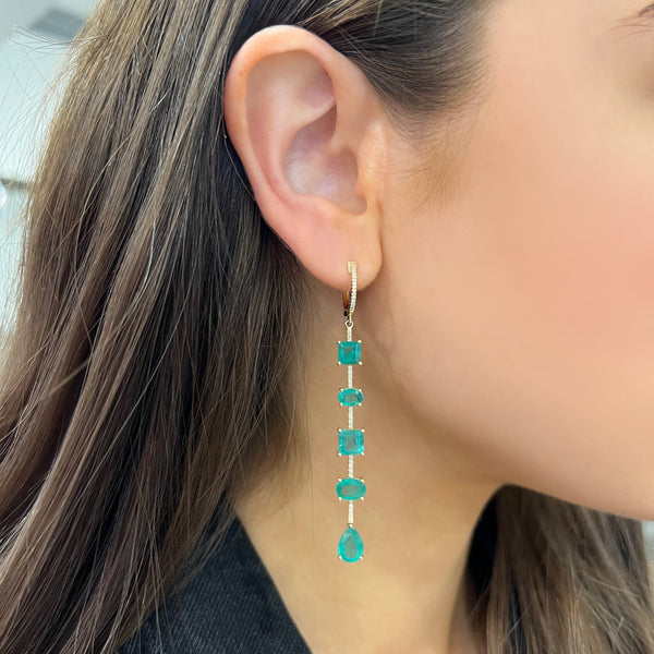 14K GOLD DIAMOND EMERALD ALLY EARRINGS