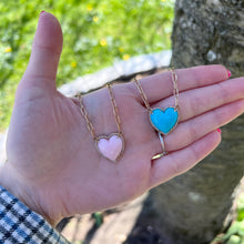 14K GOLD DIAMOND PINK OPAL EMMA HEART NECKLACE
