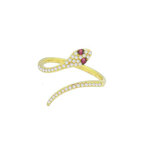 14K GOLD DIAMOND RUBY LANI SNAKE RING