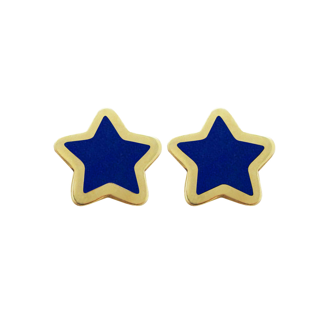 14K GOLD MEGAN SMALL BLUE STAR STUDS