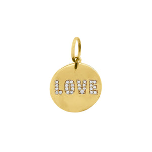 14K GOLD DIAMOND LOVE DISC CHARM
