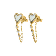 14K GOLD DIAMOND AND MOTHER OF PEARL AUBREY HEART EARRINGS