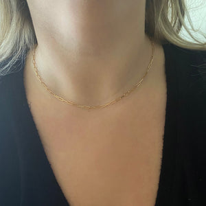 14K YELLOW GOLD 2MM 16" PAPERCLIP CHAIN NECKLACE