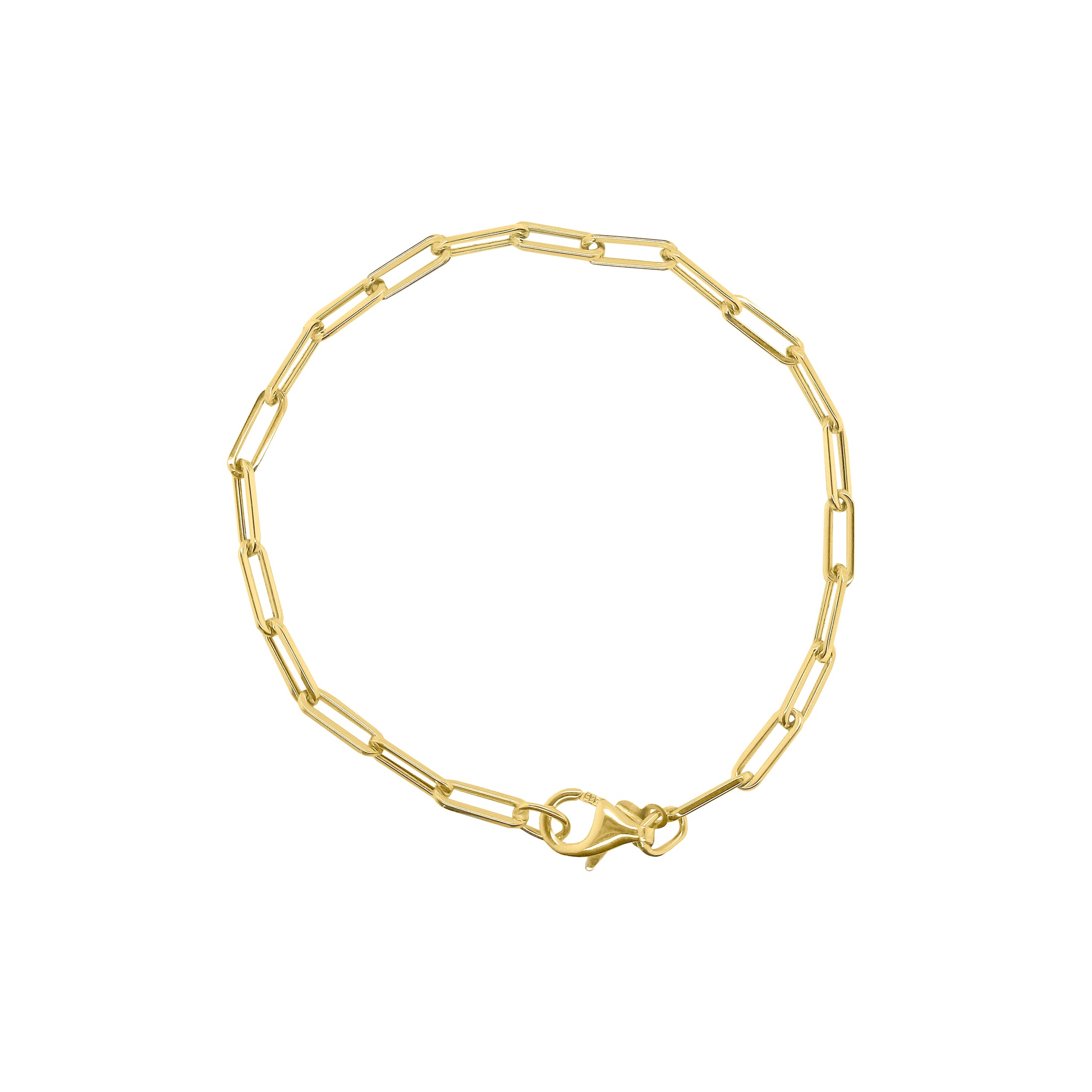 14K Yellow Paperclip Chain Bracelet