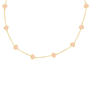 14K GOLD PINK MOTHER OF PEARL MEGAN HEART NECKLACE