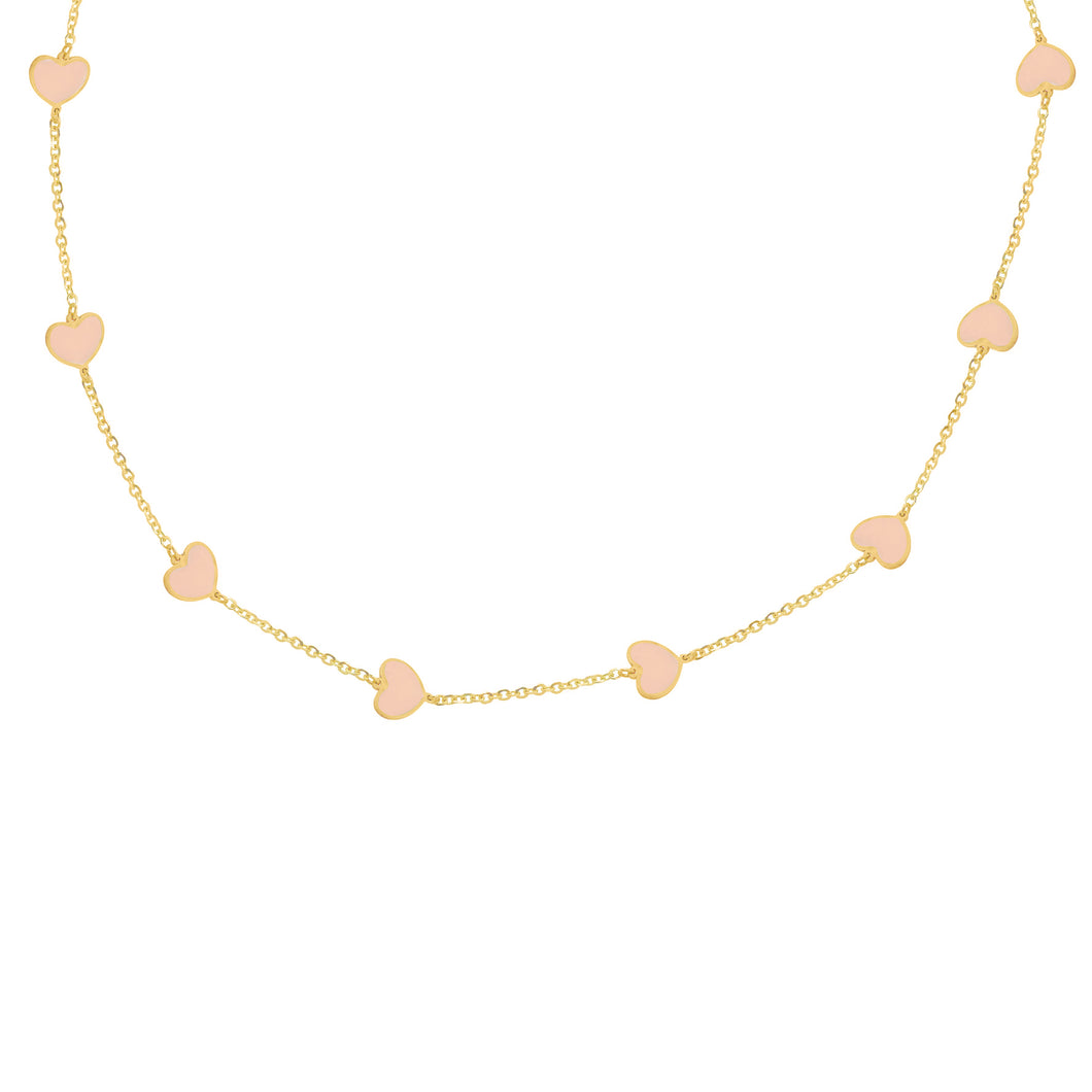 14K GOLD MEGAN PINK MOTHER OF PEARL HEART NECKLACE