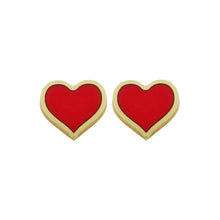 14K GOLD RED SMALL MEGAN HEART STUDS