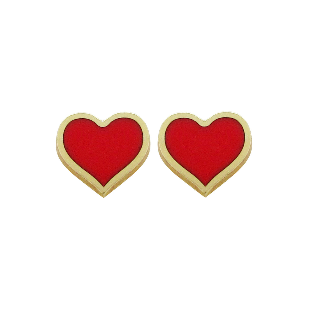 14K GOLD MEGAN SMALL RED HEART STUDS