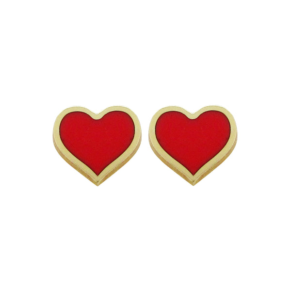 14K GOLD RED SMALL MEGAN HEART STUDS