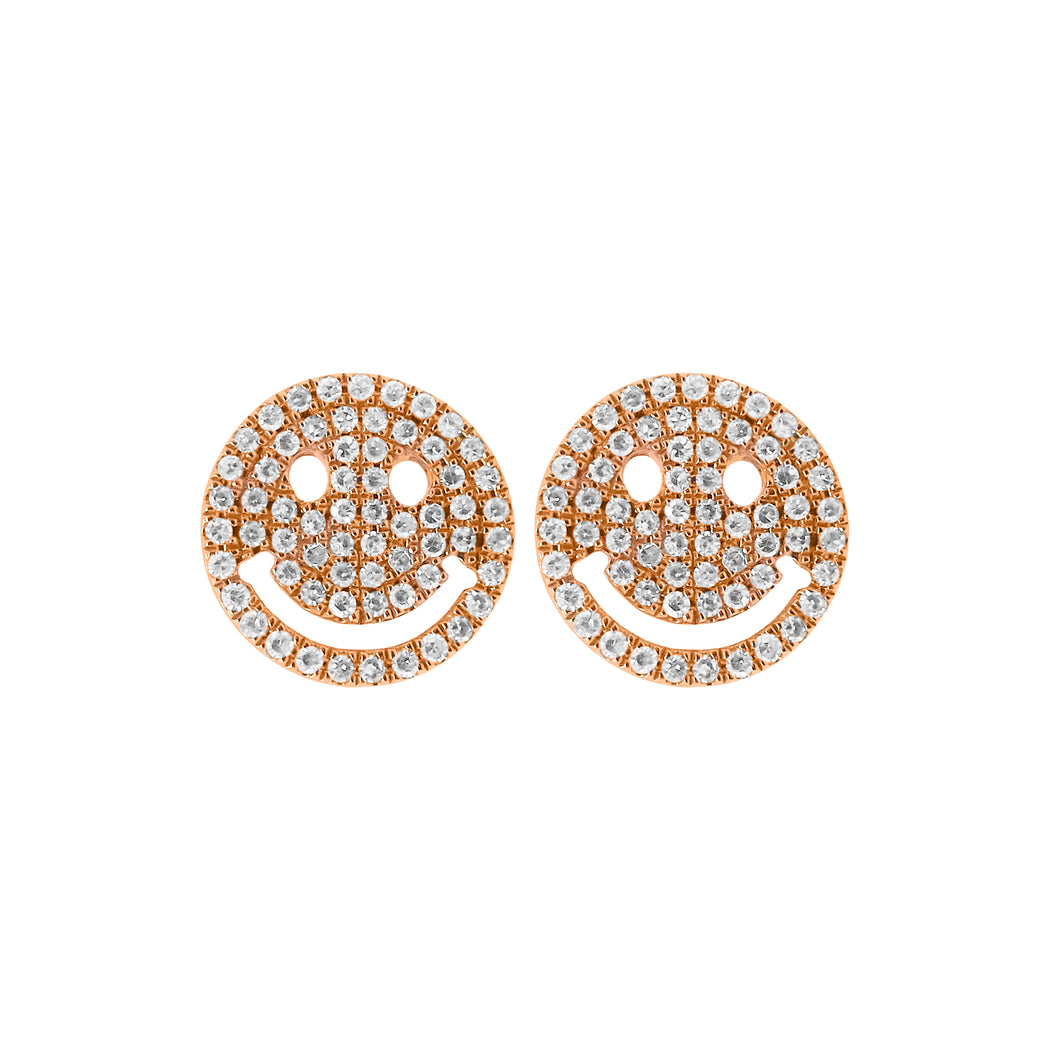 14K GOLD DIAMOND LARGE SMILEY STUDS