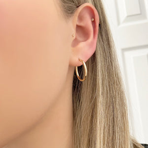 14K GOLD 2MM .75" HOOPS