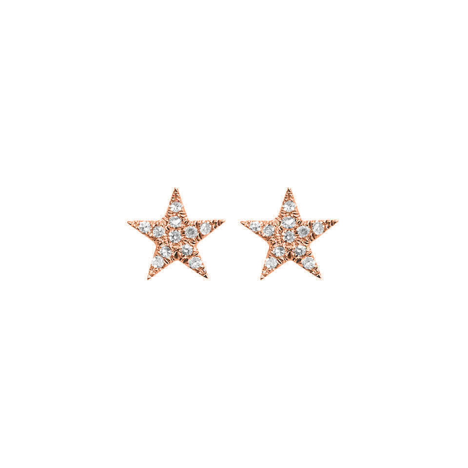 14K GOLD DIAMOND RENEE MINI STAR STUDS