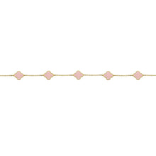 14K GOLD PINK MOTHER OF PEARL SMALL MEGAN CLOVER BRACELET