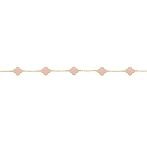 14K GOLD PINK MOTHER OF PEARL SMALL MEGAN CLOVER BRACELET