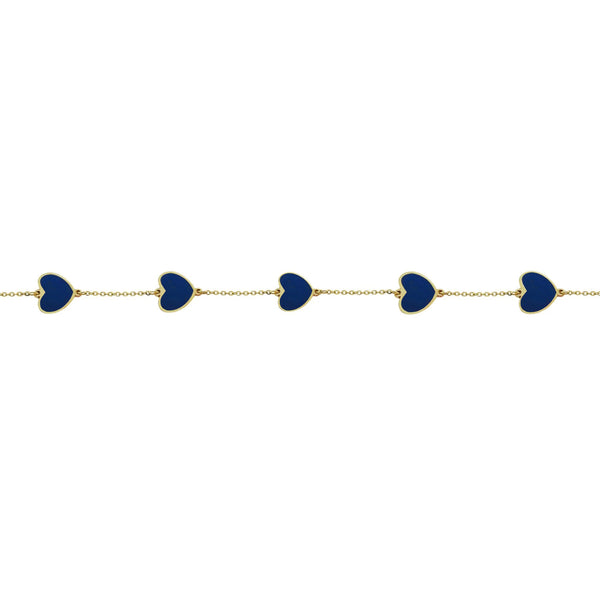 14K GOLD LAPIS SMALL MEGAN HEART BRACELET