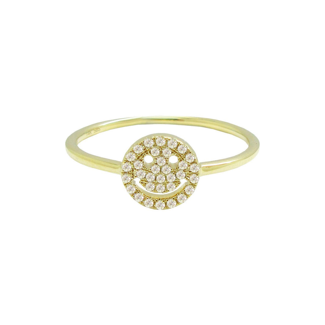 14K GOLD DIAMOND SMALL SMILEY FACE RING
