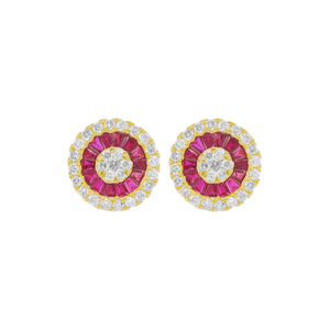 14K GOLD DIAMOND AND BAGUETTE RUBY TAYLOR EARRINGS