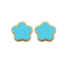 14K GOLD TURQUOISE SMALL MEGAN FLOWER STUDS