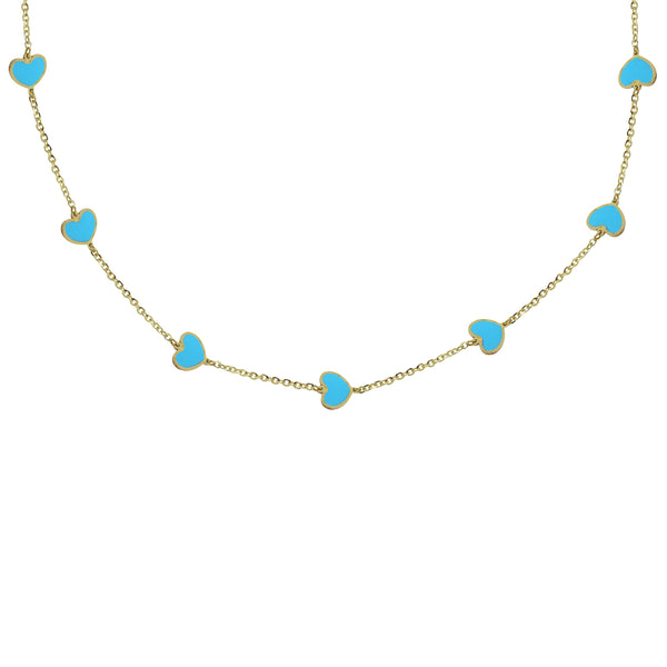 14K GOLD TURQUOISE MEGAN HEART NECKLACE