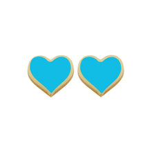 14K GOLD TURQUOISE SMALL MEGAN HEART STUDS